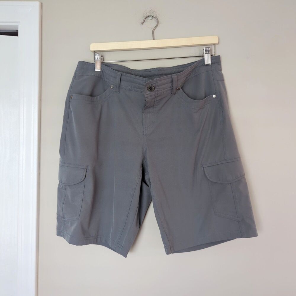 Kuhl Women's Gray Long Inseam Hiking Outdoor Shorts Size 12 Cargo Pockets